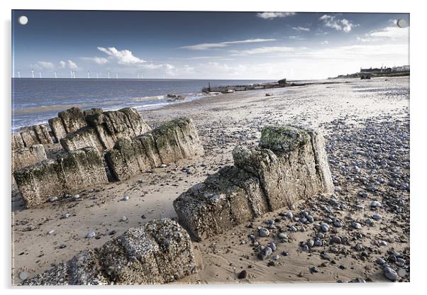 Rocks on Caister Beach Acrylic by Stephen Mole