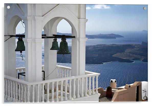 Bell tower in Thira, Santorini Acrylic by Stephen Mole