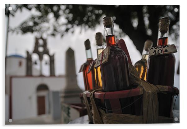 Local Wine in Santorini Acrylic by Stephen Mole