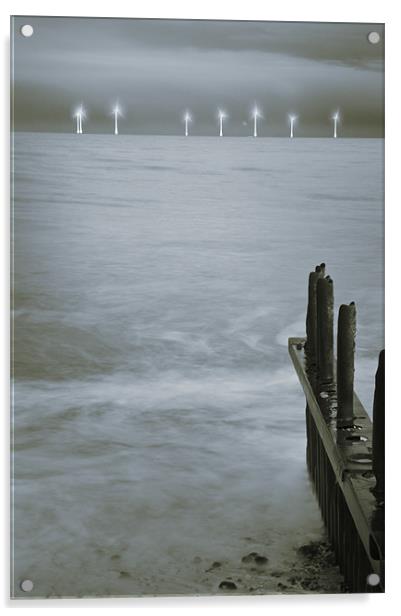Turbines from Caister Beach Acrylic by Stephen Mole