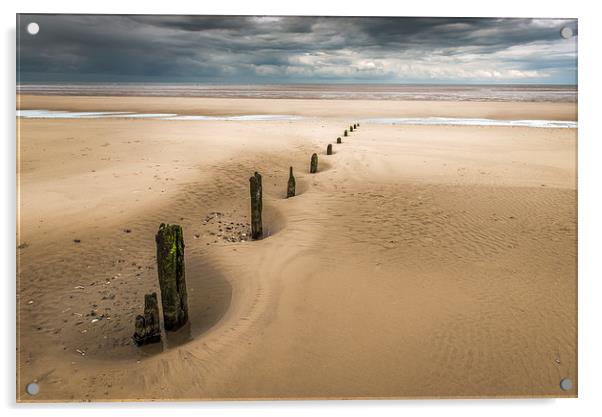  Brancaster Beach with stumps Acrylic by Stephen Mole