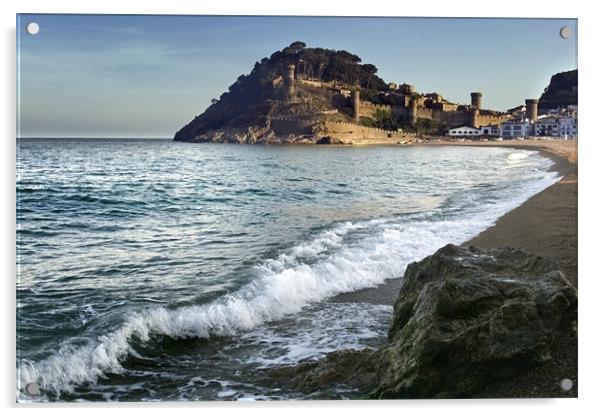 Tossa De Mar Castle and Beach Acrylic by Stephen Mole