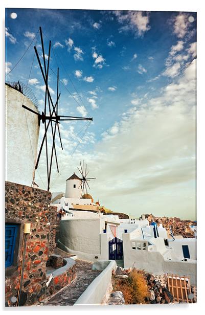 Greek windmills Acrylic by Stephen Mole