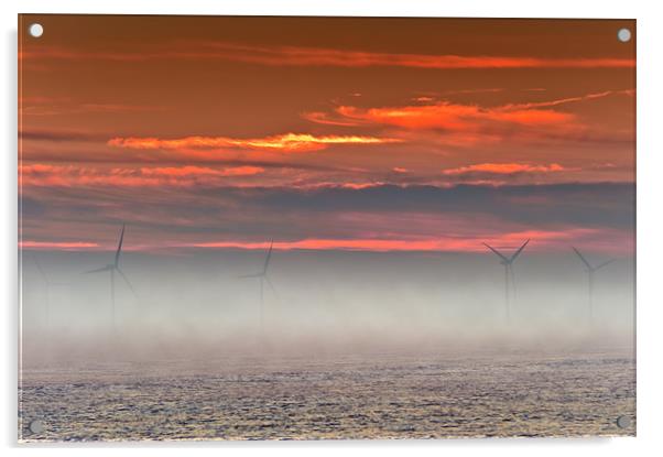 The fog on the Turbines Acrylic by Stephen Mole