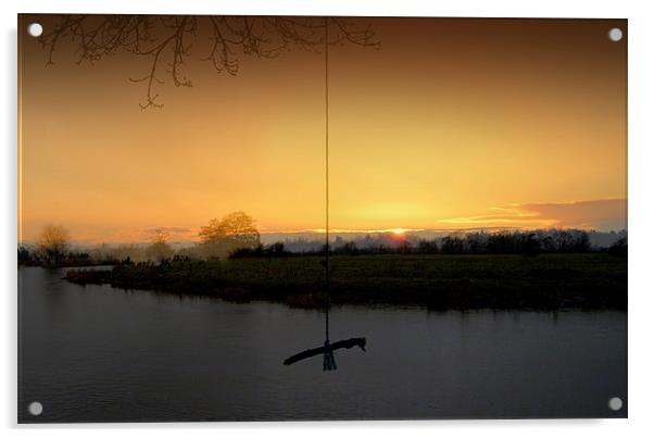Rope Swing over the River Acrylic by Pete Holloway