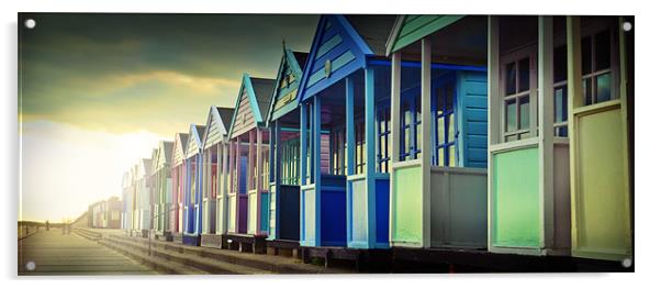 Beach Huts at Sunset Acrylic by James Rowland