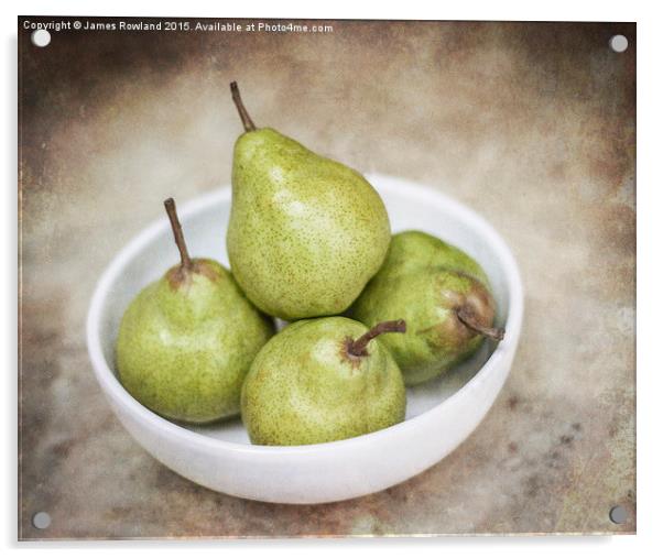  Green Pears in a Bowl Acrylic by James Rowland