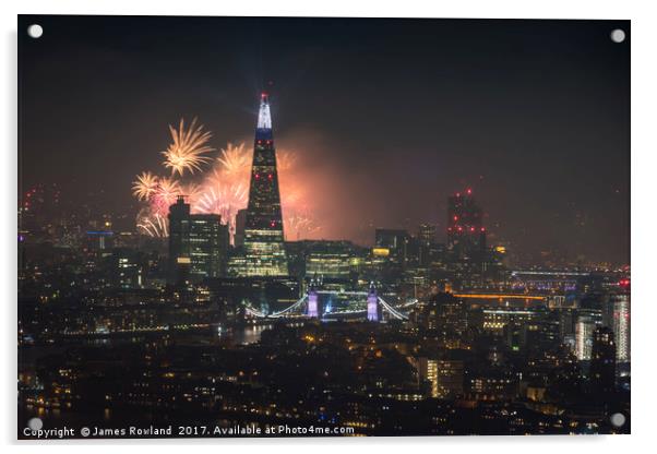 London City Fireworks 2017 Acrylic by James Rowland
