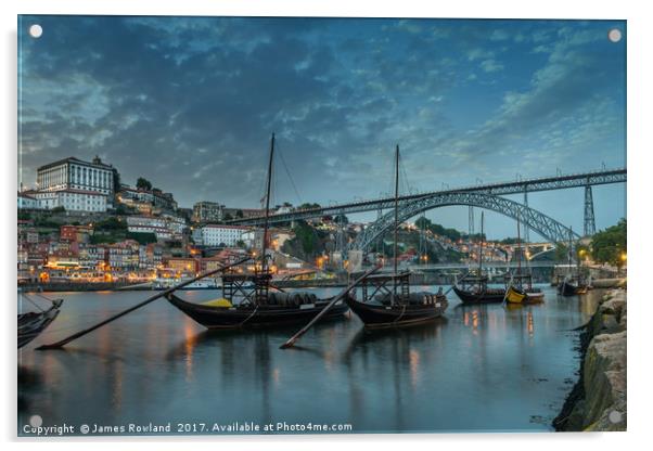 Porto at Dusk Acrylic by James Rowland