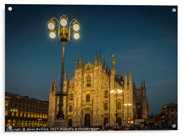 Milan Duomo at Night Acrylic by James Rowland
