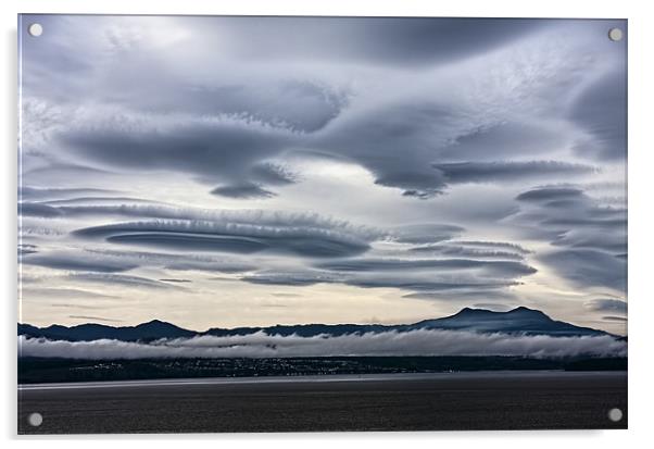 Lenticular clouds over Port McNeill Acrylic by Darryl Luscombe