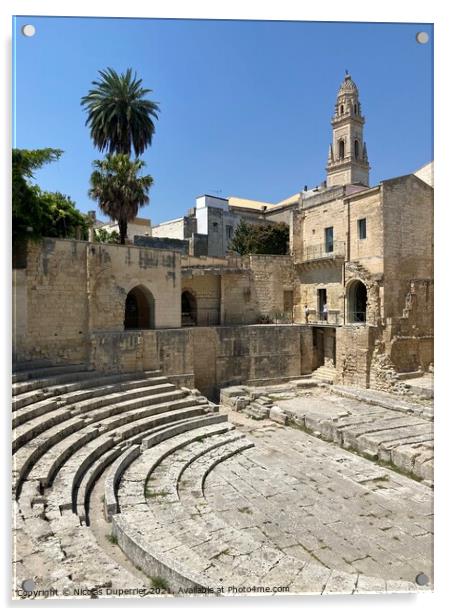 Lecce Roman theatre and baroque cathedral Acrylic by Nicolas Duperrier