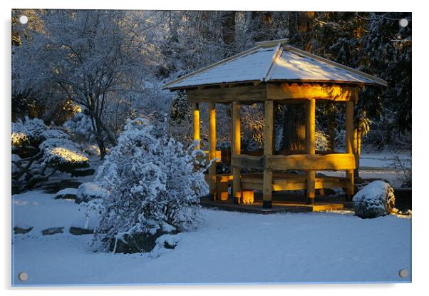 Gazebo in Winter Acrylic by Amy Rogers
