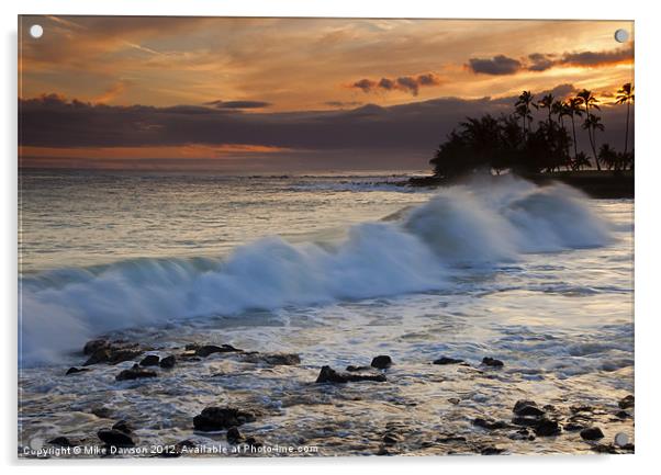 Brennecke Waves Sunset Acrylic by Mike Dawson