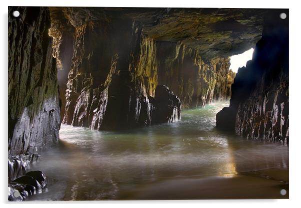 Remarkable Sea Cave Acrylic by Mike Dawson