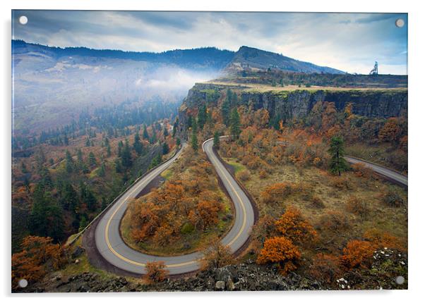 Autumn Hairpin Turn Acrylic by Mike Dawson