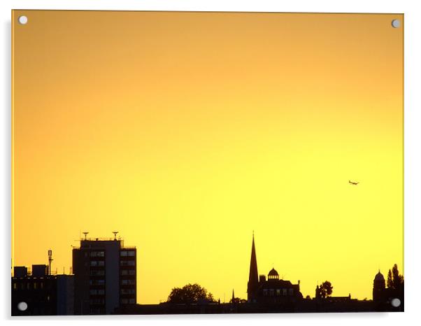 City Sunset Acrylic by Dave Wyllie