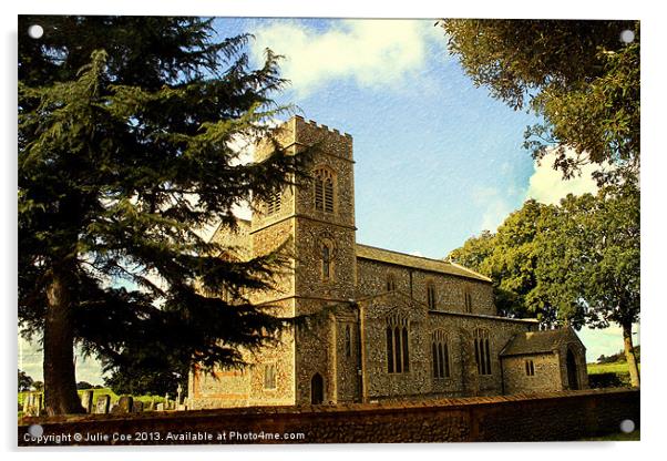 Edgefield Church,  Norfolk Acrylic by Julie Coe