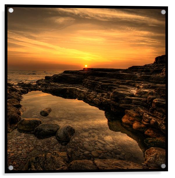 Rockpool Sunrise Acrylic by Mark Pritchard