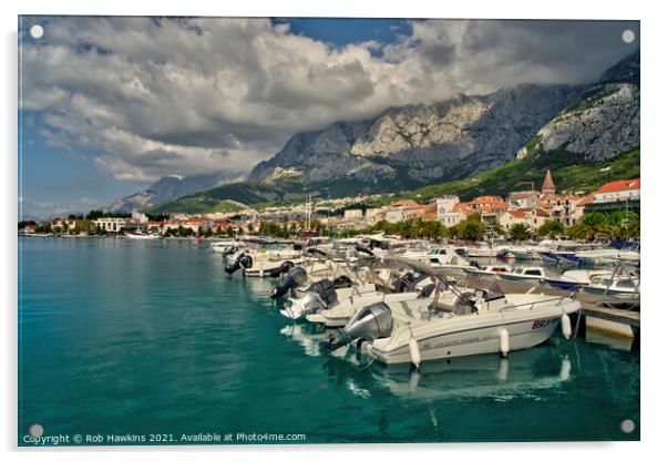 Makarska Marina speedboats  Acrylic by Rob Hawkins