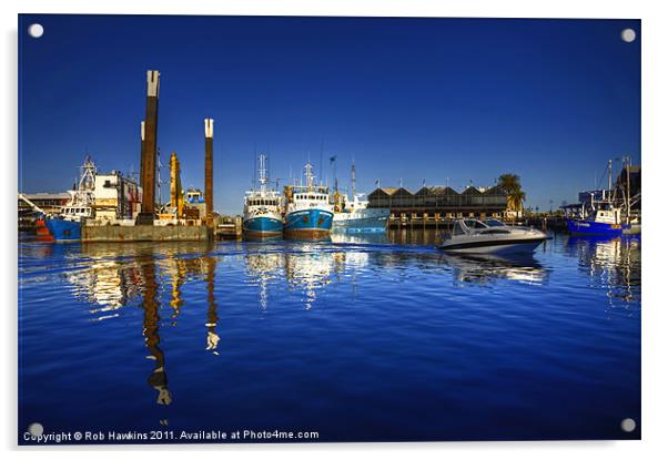 Reflections at Freemantle Harbour Acrylic by Rob Hawkins