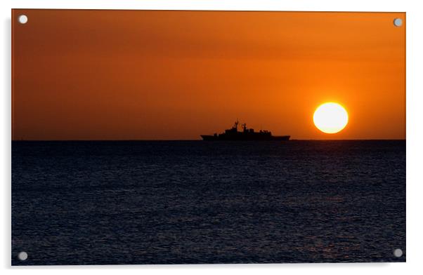 Battleship Sunset Acrylic by Rob Hawkins