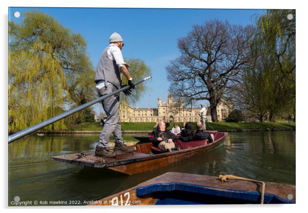 Punting on the Cam  Acrylic by Rob Hawkins