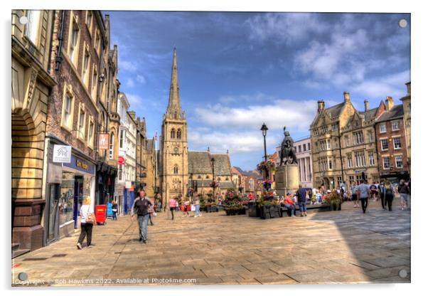 Old Durham Town Acrylic by Rob Hawkins