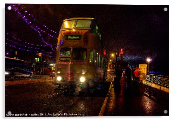 Wet & Windy at Blackpool Acrylic by Rob Hawkins