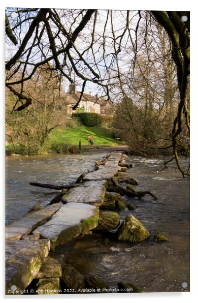 Tarr Steps at winter Acrylic by Rob Hawkins