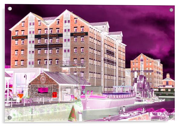 Gloucester Docks purple Negativity Acrylic by Rob Hawkins
