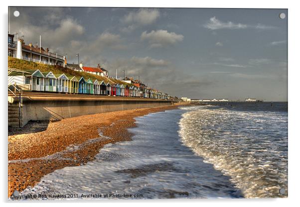 Southwold Beach & huts Acrylic by Rob Hawkins