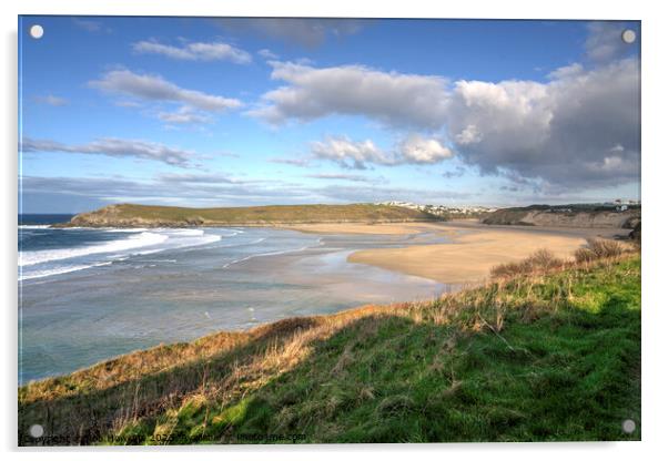 Crantock beach seascape  Acrylic by Rob Hawkins