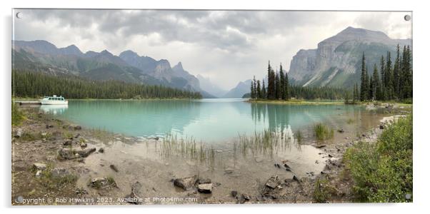 Lake Maligne Panorama Acrylic by Rob Hawkins