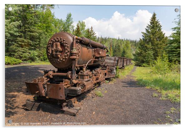 Minnewanka Mine Train Acrylic by Rob Hawkins
