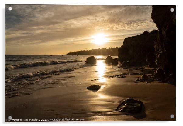 Oura beach gold  Acrylic by Rob Hawkins