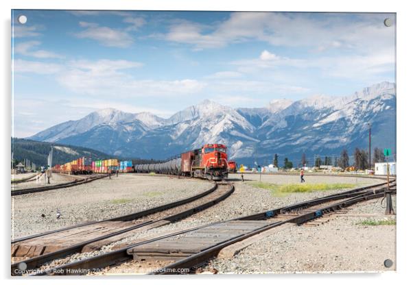 Jasper Rocky Mountain Freight yard  Acrylic by Rob Hawkins