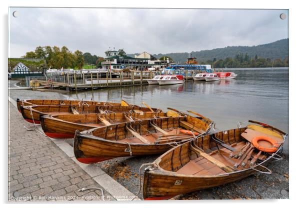 Bowness Row boats  Acrylic by Rob Hawkins