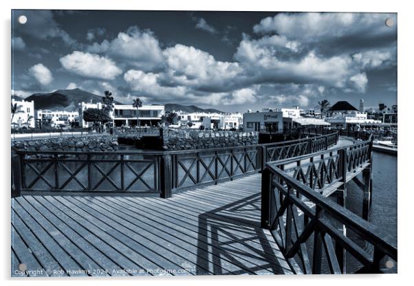 Playa Blanca Marina blues Acrylic by Rob Hawkins