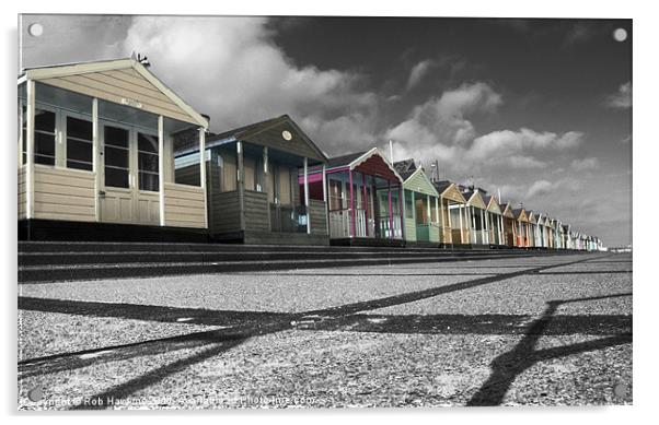 The Beach huts at Southwold Acrylic by Rob Hawkins