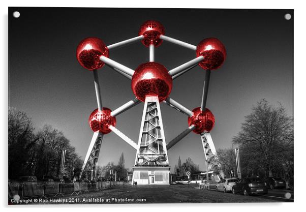 Red Atomium part deux Acrylic by Rob Hawkins