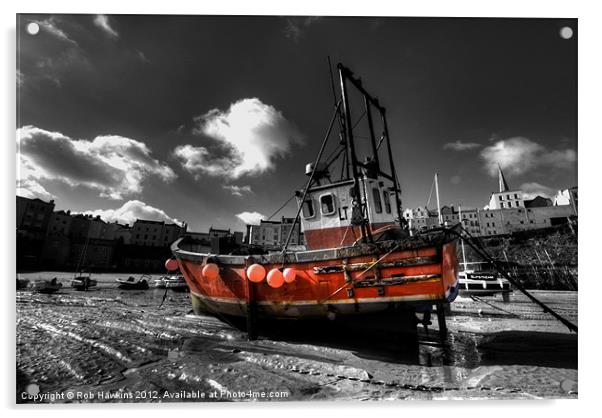 Little Red Fishing boat Acrylic by Rob Hawkins