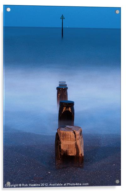 Groyne at dusk Acrylic by Rob Hawkins