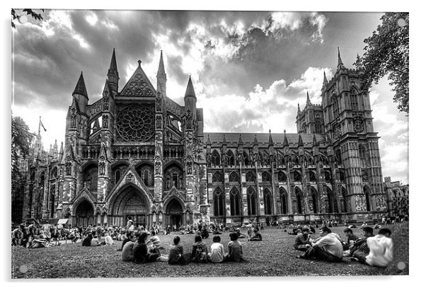Westminster Abbey (mono) Acrylic by Rob Hawkins