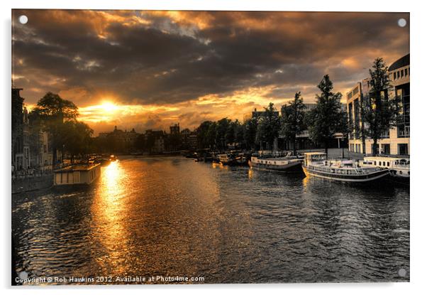 Amsterdam Sunset Acrylic by Rob Hawkins