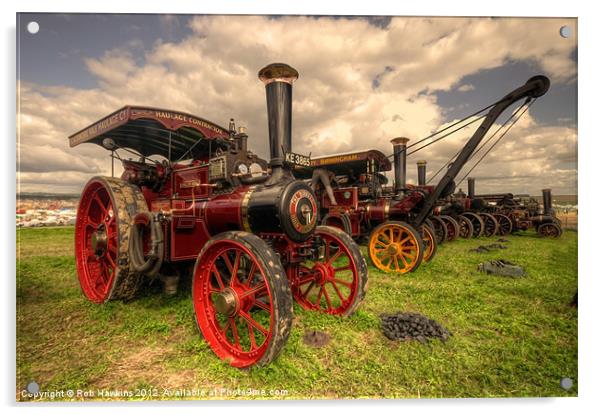 Traction Engines at the Great Dorset Acrylic by Rob Hawkins