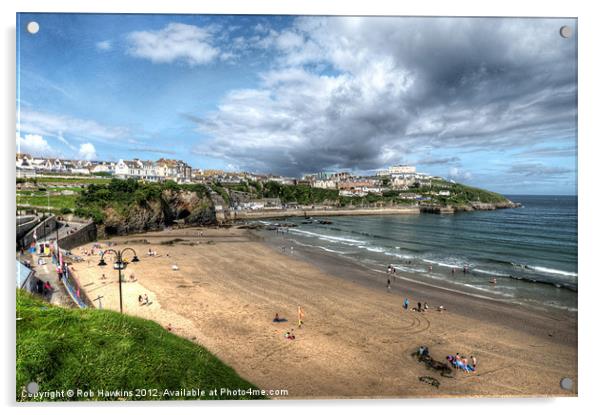 Towan Beach Newquay Acrylic by Rob Hawkins