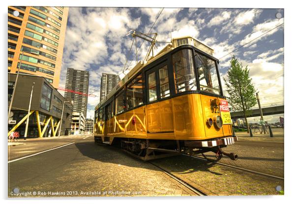 Tram of Rotterdam Acrylic by Rob Hawkins