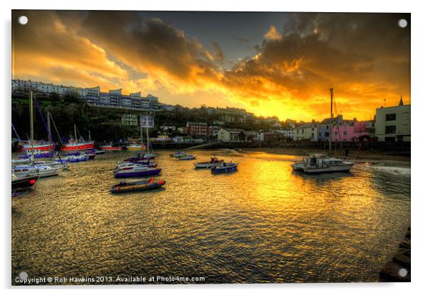 Sunset over Ilfracombe Harbour Acrylic by Rob Hawkins