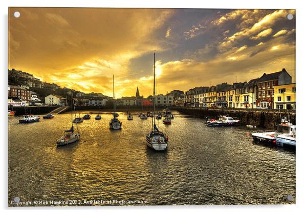 Ilfracombe Harbour at dusk Acrylic by Rob Hawkins